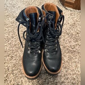 Indigo Black and Brown Heeled Boots